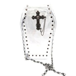 Clear Gothic Coffin Bag| Upgraded Heavy Chain + Duster| Y2K| Grunge| Alt Fashion